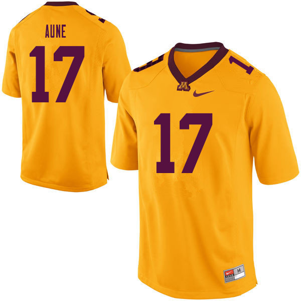 Men #17 Josh Aune Minnesota Golden Gophers College Football Jerseys Sale-Yellow - Click Image to Close